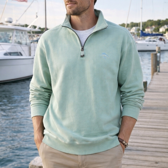 Tommy Bahama Other - Tommy Bahama Relax 1/4 Zip Sweatshirt Mint Green XL 100% Cotton Coastal